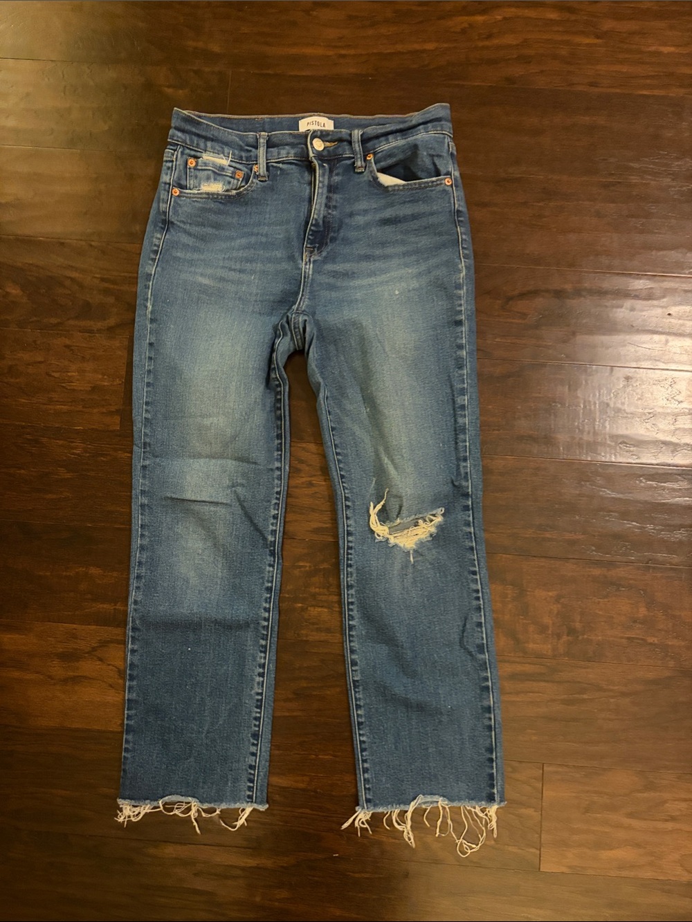 pistola Straight-Leg Distressed Jeans in Blue Wash
